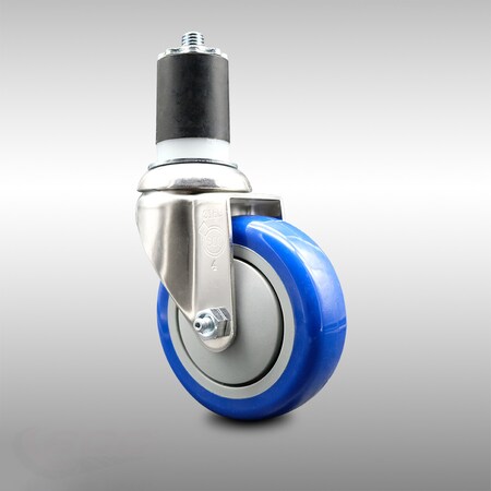 Service Caster 4 Inch 316SS Blue Polyurethane Wheel Swivel 1-7/8 Inch Expanding Stem Caster SCC-SS316EX20S414-PPUB-BLUE-178